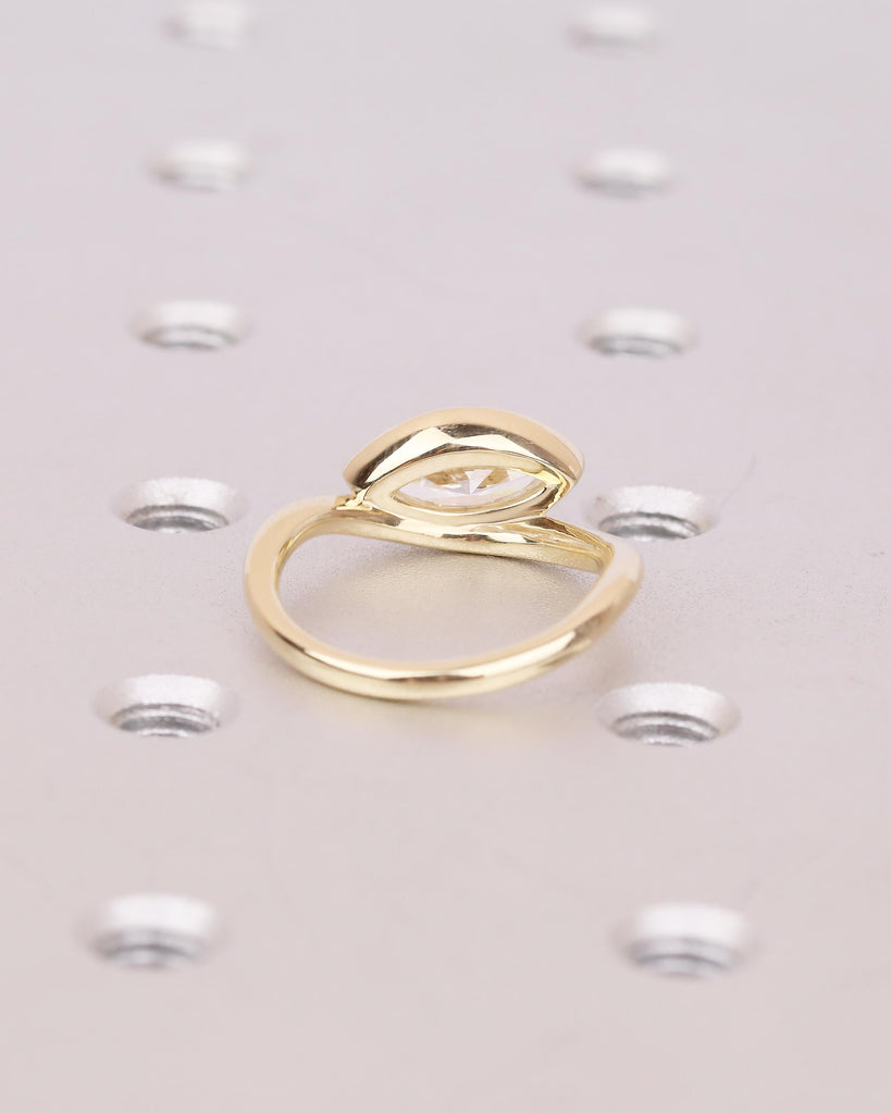Unique 14k Yellow Gold Moissanite Rings for Women, Bezel Engagement Ring, Personalized Handmade Jewelry, Minimalist Wedding Anniversary Ring image #6