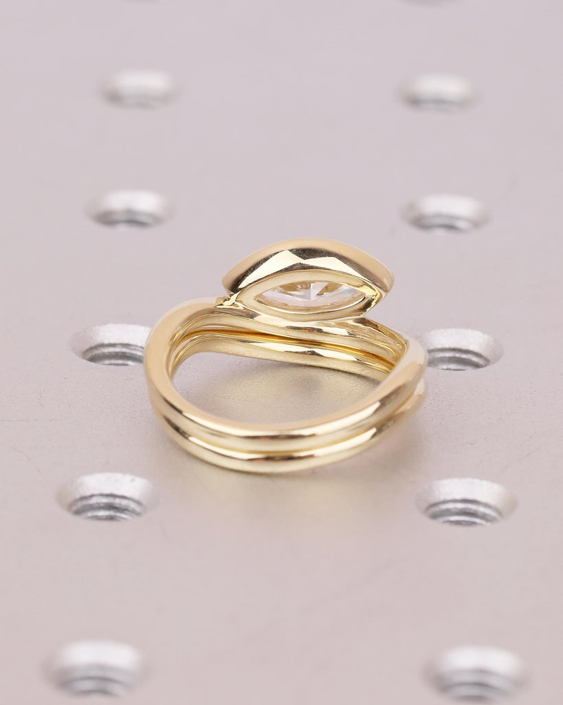 IGI Certified Lab Grown Diamond Marquise Ring, 14k Gold East West Bezel Engagement Ring, Bridal Set Solitaire Rings, Anniversary Jewelry image #6