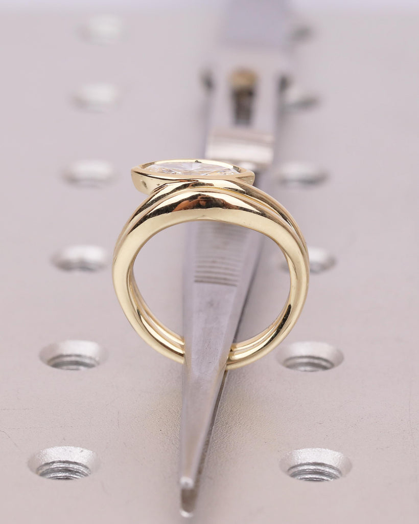 IGI Certified Lab Grown Diamond Marquise Ring, 14k Gold East West Bezel Engagement Ring, Bridal Set Solitaire Rings, Anniversary Jewelry image #7