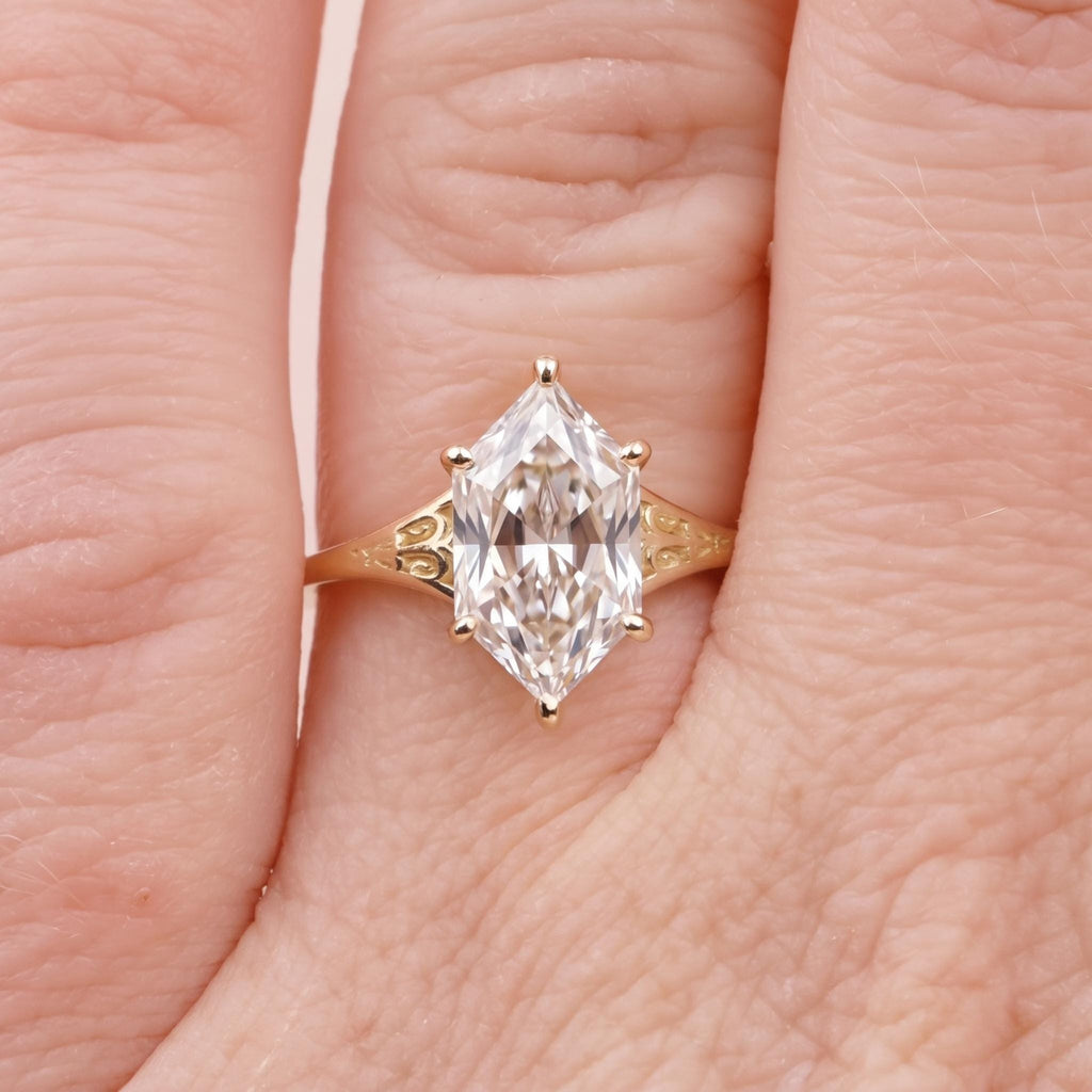 Vintage Lab Diamond Dutch Marquise Cut Victorian Filigree Ring | Gold Heirloom Proposal Ring | Custom Women's Wedding Anniversary Ring image #2