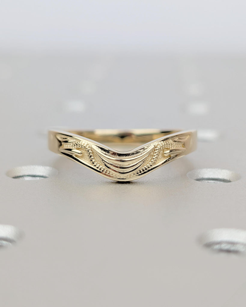 Vintage Style Matching Rings for Women, Art Deco 18k/14k Solid Gold Wedding Band, Milgrain Personalized Handmade Jewelry, Filigree Band image #12