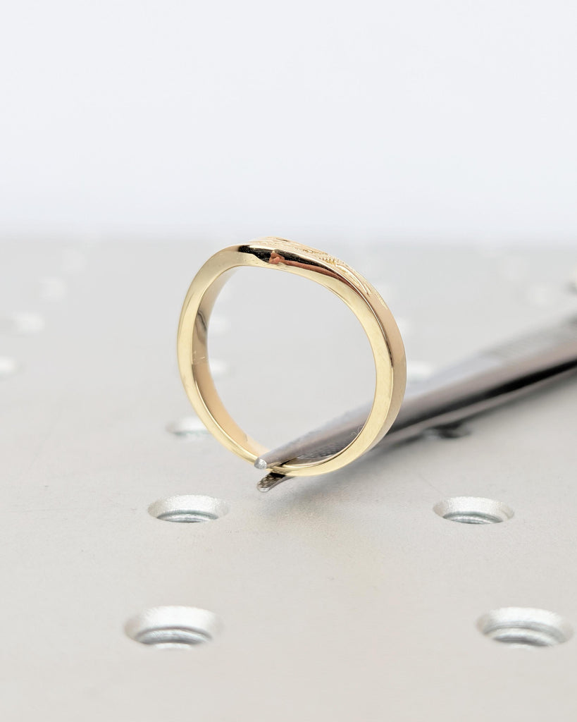 Vintage Style Matching Rings for Women, Art Deco 18k/14k Solid Gold Wedding Band, Milgrain Personalized Handmade Jewelry, Filigree Band image #10