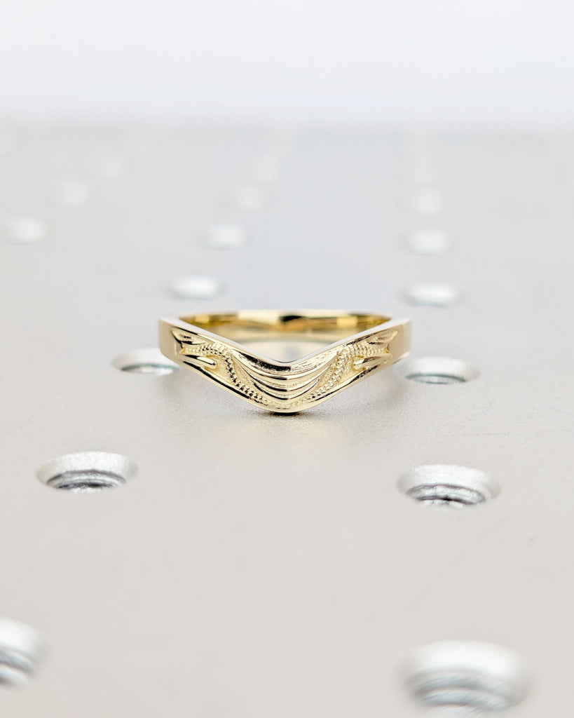Vintage Style Matching Rings for Women, Art Deco 18k/14k Solid Gold Wedding Band, Milgrain Personalized Handmade Jewelry, Filigree Band image #7