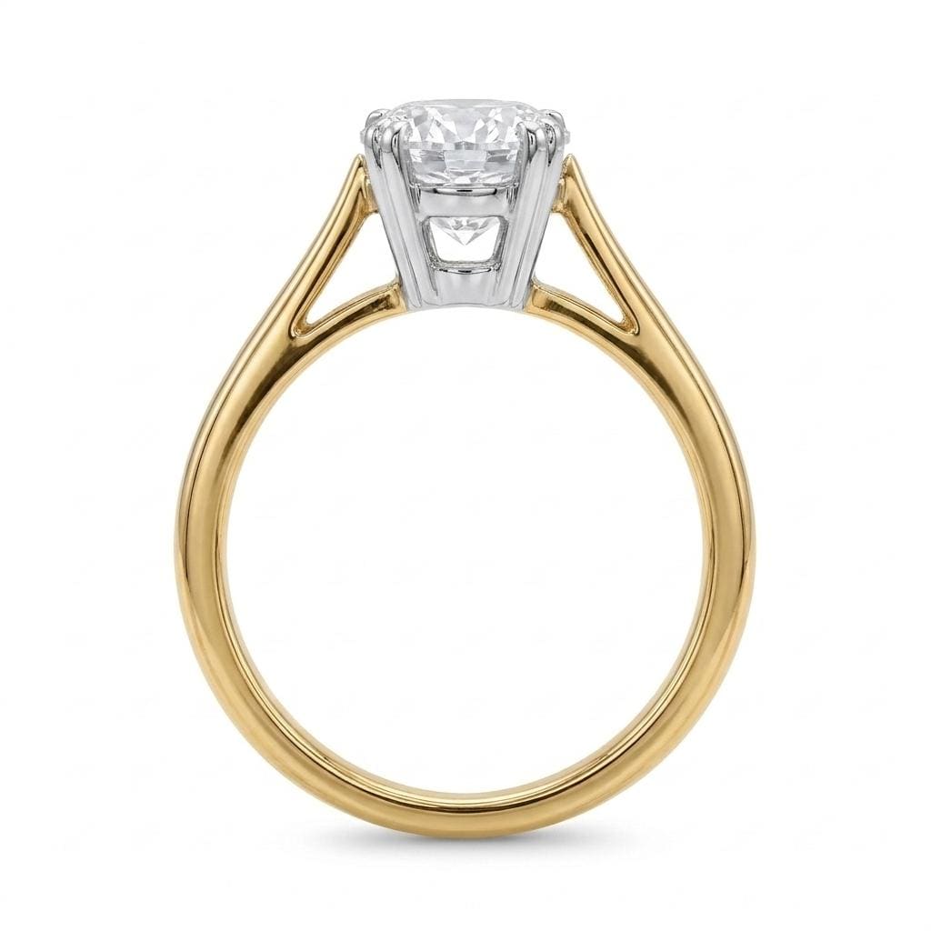 Lab Diamond Engagement Ring, Round Cut Solitaire Ring, Classic Promise Ring for Her, Anniversary Gift Jewelry, Delicate Cathedral Style Ring image #5