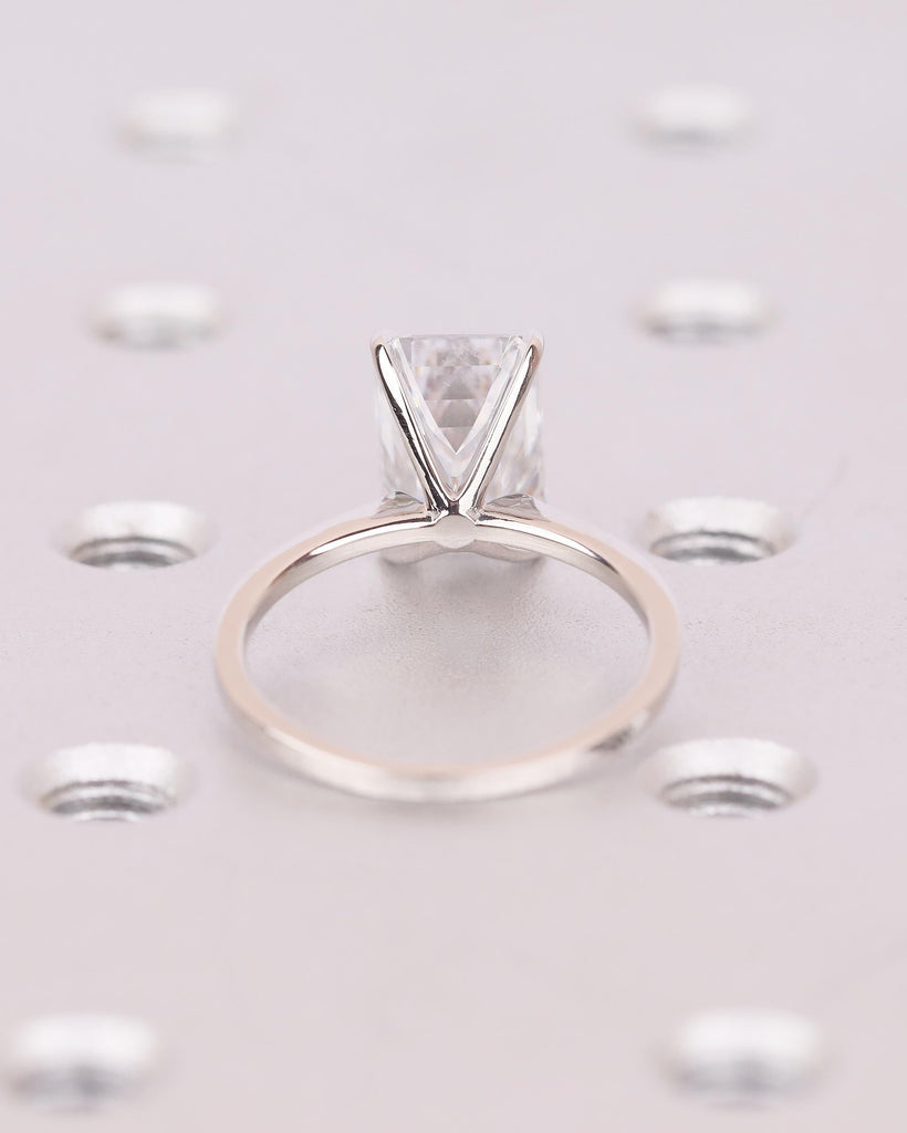 Emerald Cut Lab Grown Diamond Engagement Ring for Her, Solitaire Platinum Ring image #6