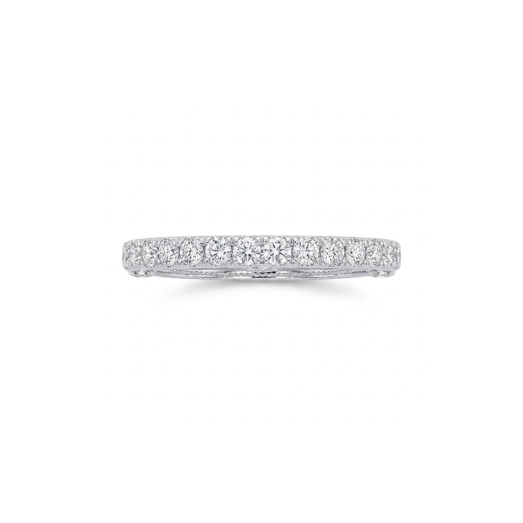 Vintage Filigree Floral Diamond Engagement Rings for Women | Gold or Platinum Half Eternity Wedding Bands | Unique Openwork Bridal Jewelry image #4