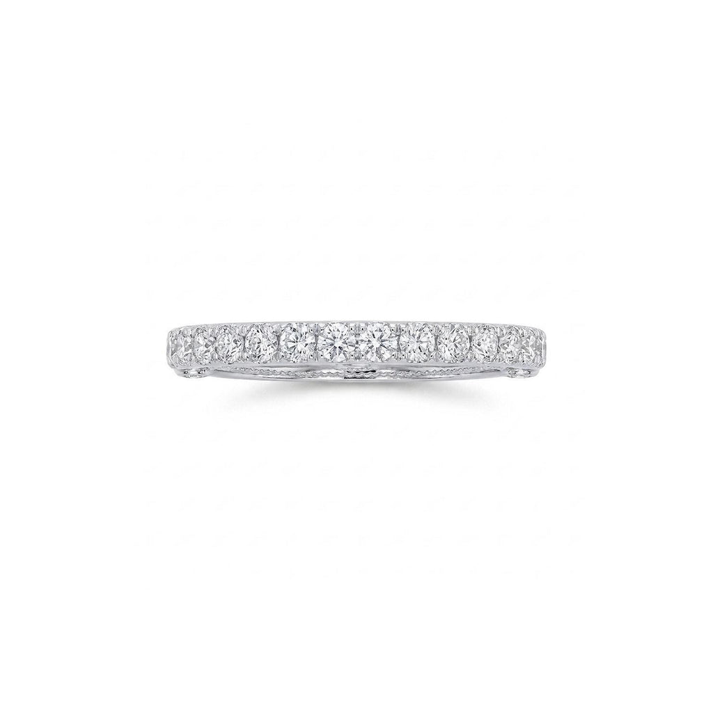 14k White Gold Lab Created Diamond Wedding Ring | Antique Milgrain Stackable Band | Unique Anniversary Gift for Her image #4