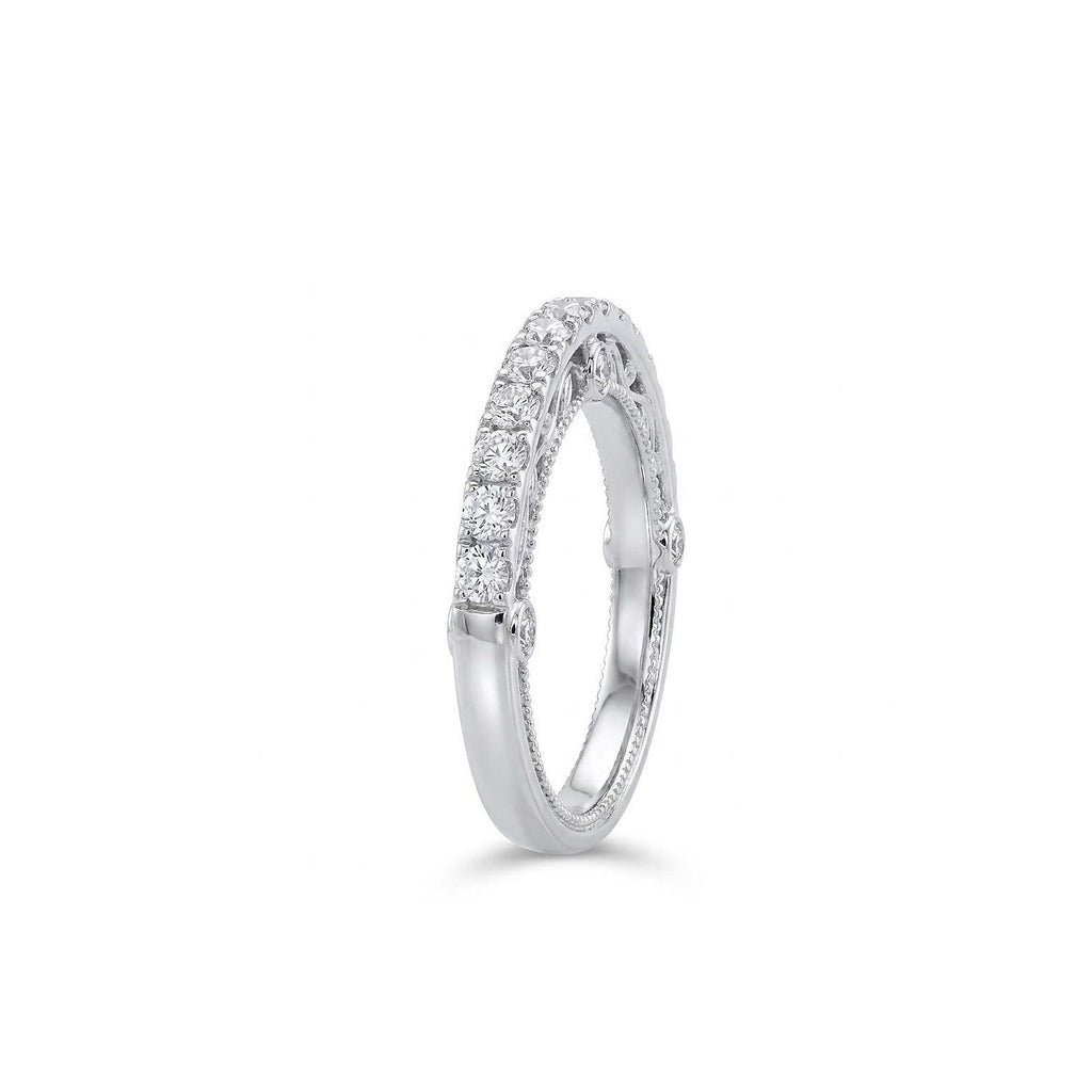 Vintage Filigree Floral Diamond Engagement Rings for Women | Gold or Platinum Half Eternity Wedding Bands | Unique Openwork Bridal Jewelry image #3