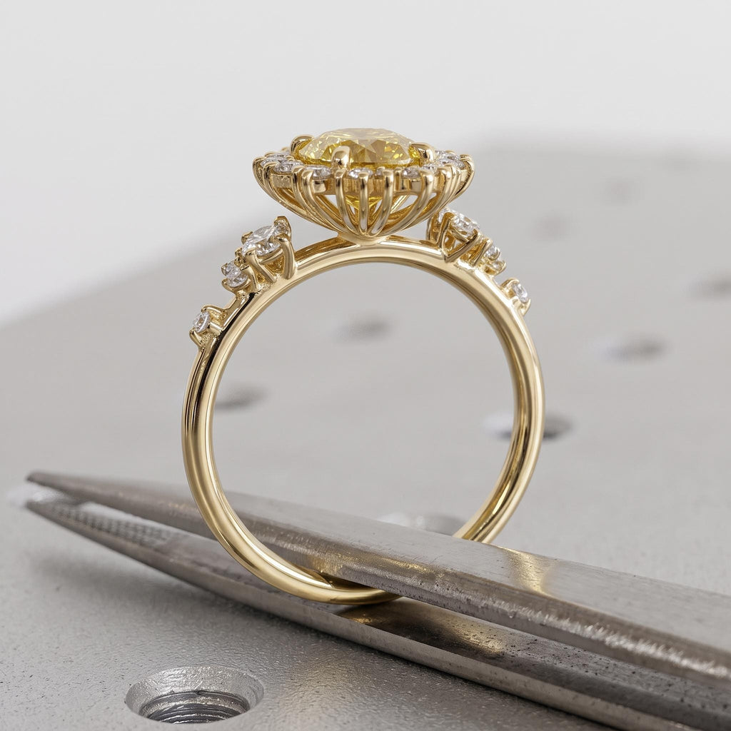Sunburst Canary Yellow Lab Made Diamond Proposal Ring | Solid Gold or Platinum Custom Engagement Ring Gift for Her image #3