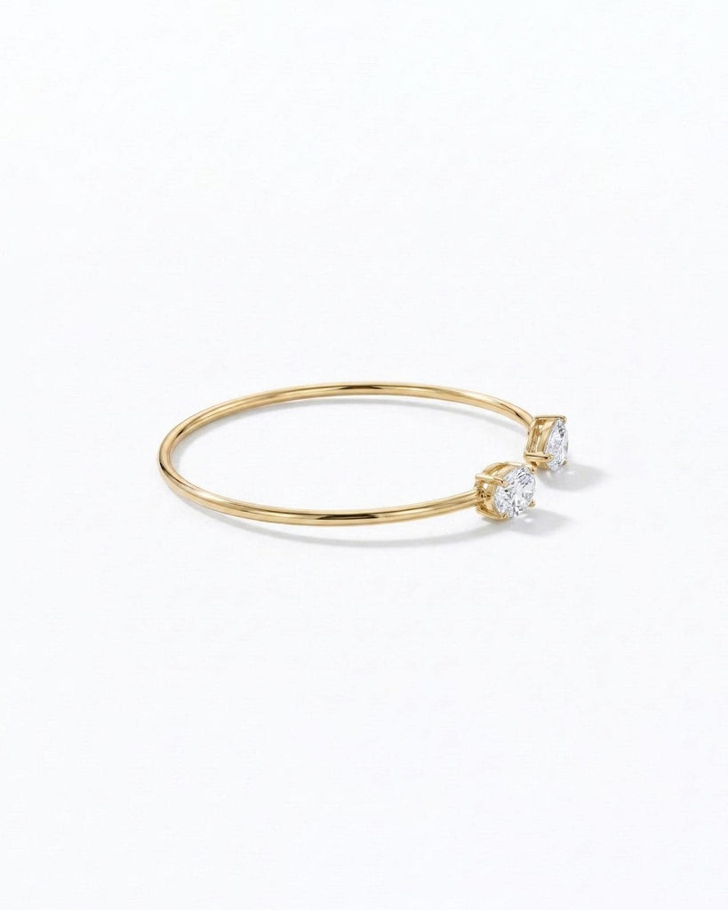 Toi et Moi Bracelet, 14k Yellow Gold Pear and Oval Cut Lab Diamond Bangle image #4