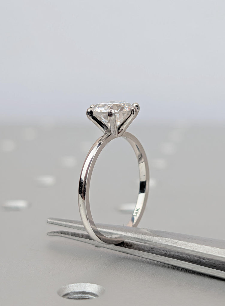 VSS Moissanite Engagement Ring, Round Cut Custom Solitaire 14K/18K Solid Gold Wedding Band, Modern Bridal Jewelry, Handmade Ring For Women image #3