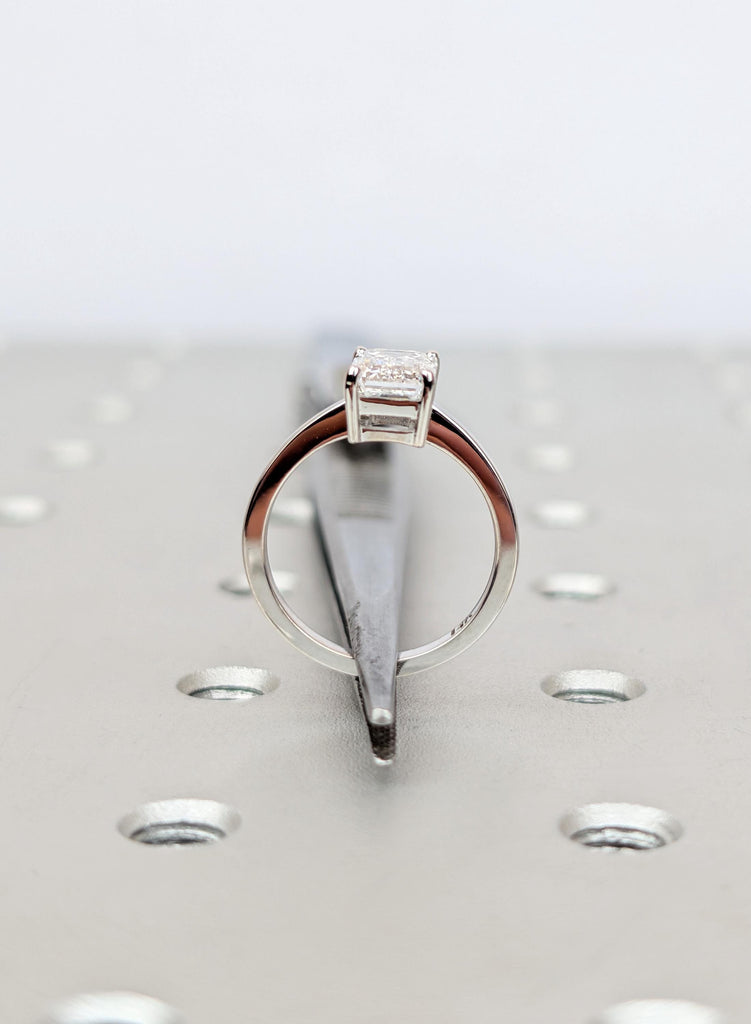 Emerald Cut Moissanite Ring, Solid Gold Anniversary Engagement Ring, Gold Wedding Ring Gift for Women, Promise Ring for Her, Stacking Ring image #6