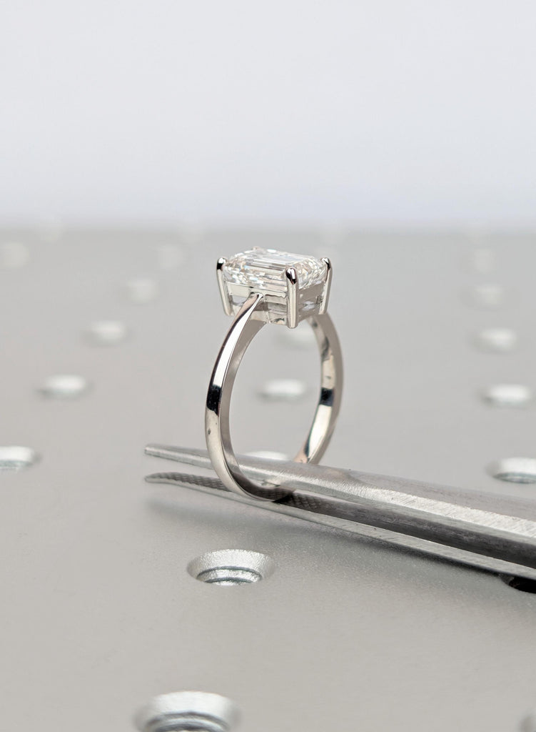 Emerald Cut Lab Diamond Engagement Ring | 14K 18K Gold Ring | Minimalist Solitaire Ring | Bridal Jewelry For Women image #7