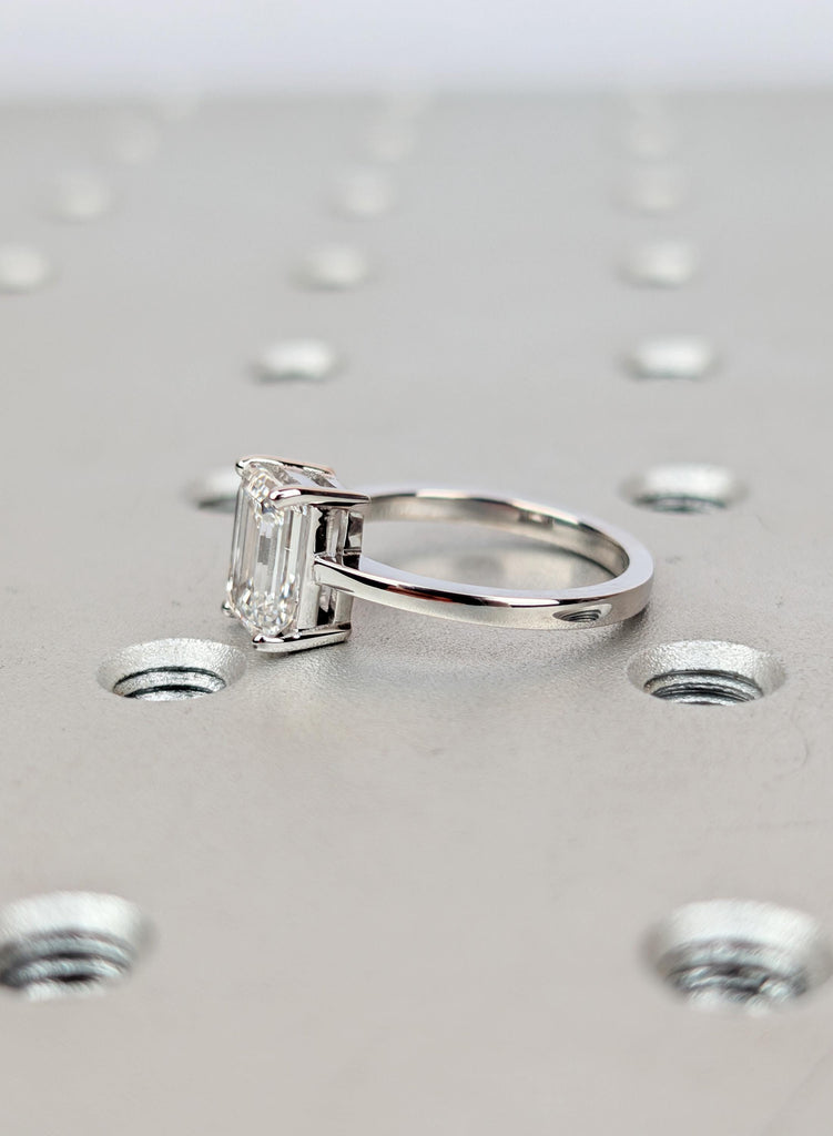 14k/18K Gold Emerald Cut Lab Diamond Ring Solitaire Emerald Cut Engagement Ring, Dainty Ring for Girlfriend, Minimalist Diamond Ring For Her image #3