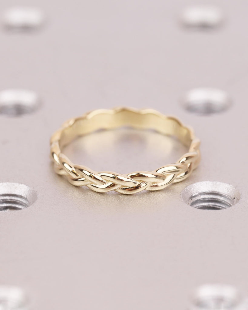 3mm Braided Wedding Band, Woven Gold Ring, Twisted Rope Style, Stackable Bridal Band image #3