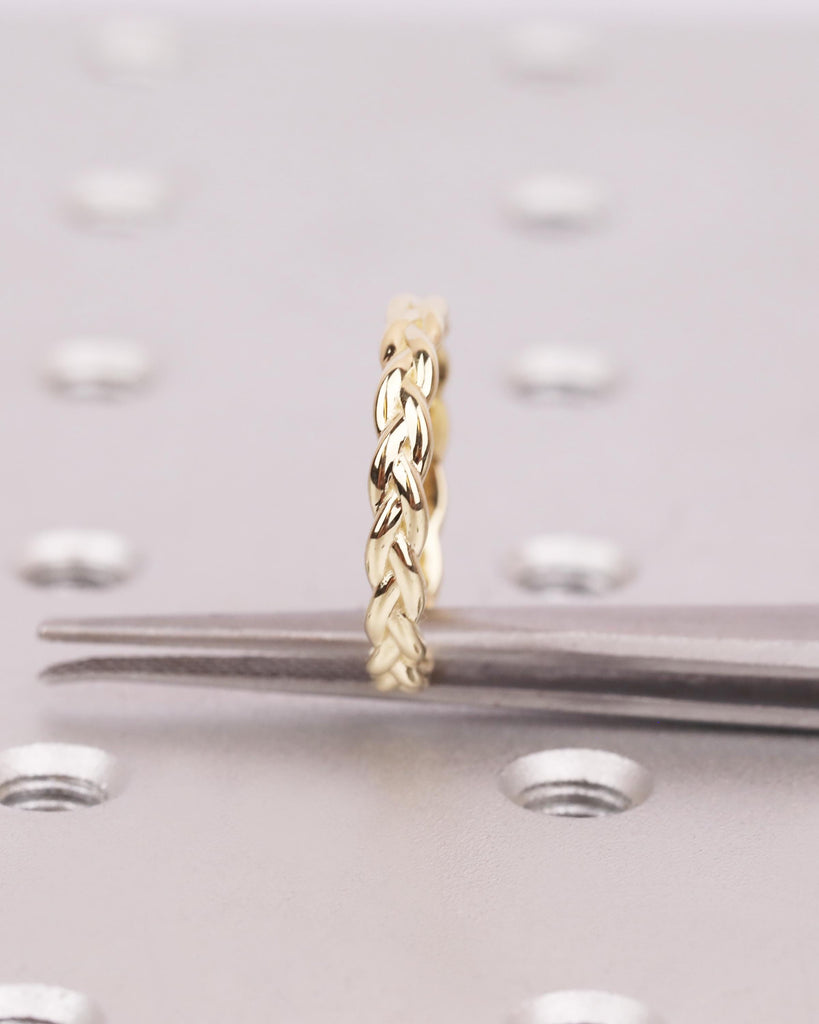 3mm Braided Wedding Band, Woven Gold Ring, Twisted Rope Style, Stackable Bridal Band image #4