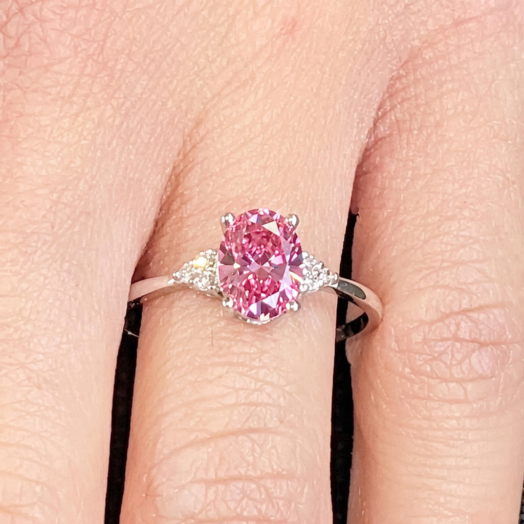 Oval Pink Diamond Engagement Rings for Women | Solid Gold or Platinum Wedding Jewelry Anniversary Gift image #2