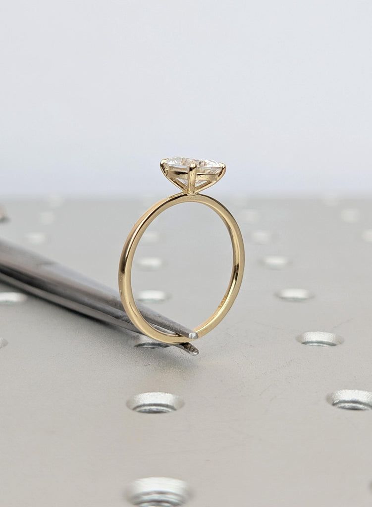 Elongated Cushion Lab Diamond Engagement Ring 14K Yellow Gold Solitaire Ring Certified Lab Grown Diamond Ring Cushion Cut Ring Gift For Her image #6