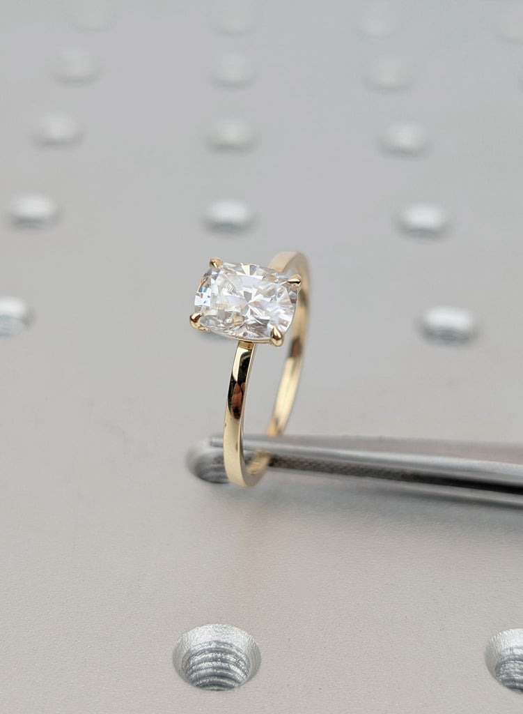 Cushion Cut Lab Diamond Ring 14k Gold 1.5 Carat Engagement Ring Elongated Cushion Solitaire Certified Lab Diamond Ring Dainty Promise Ring image #1