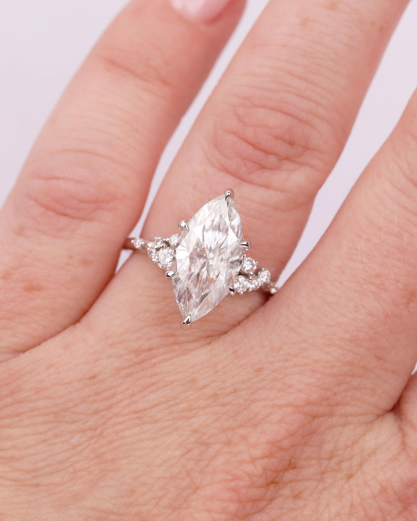 14k/18k Gold Marquise Engagement Ring, 3.5 Carat IGI Certified Lab Diamond Ring image #17