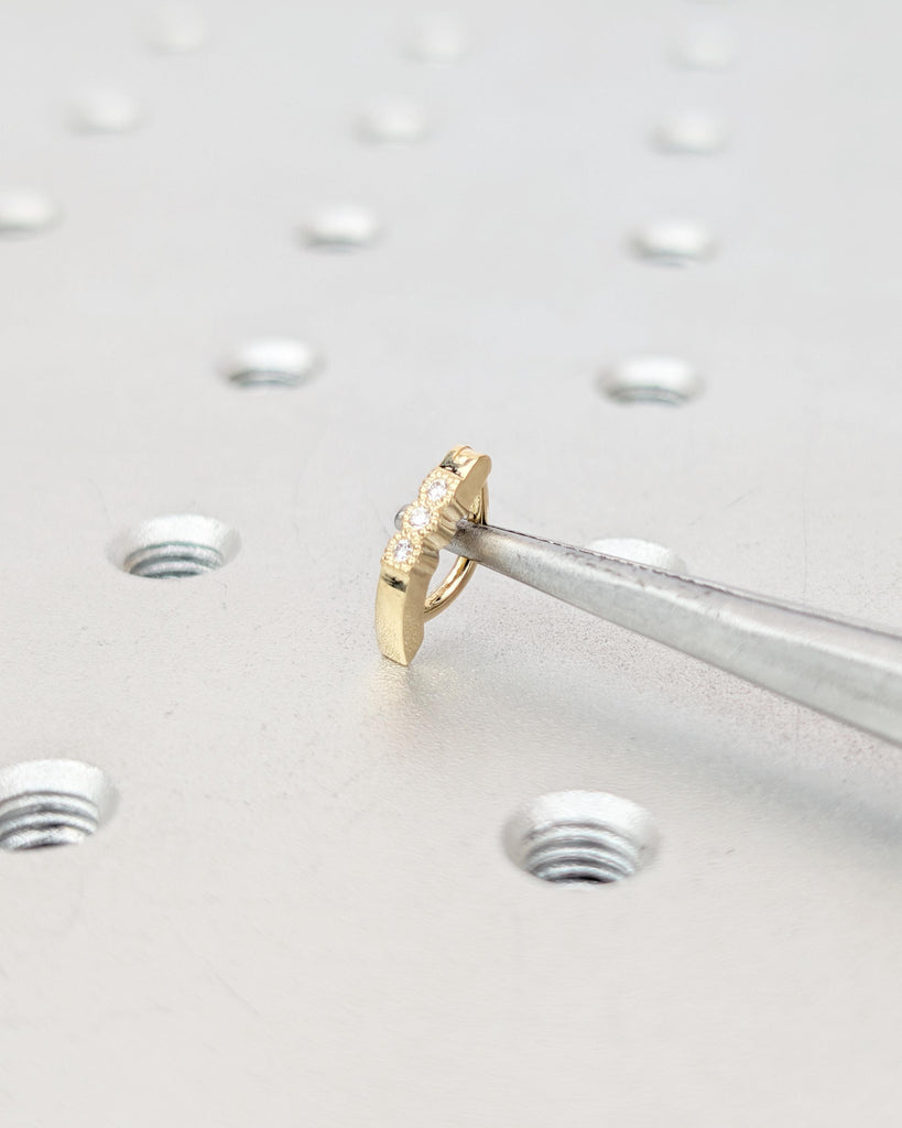 Dainty 14k Yellow Gold Hypoallergenic Navel Ring for Women, Moissanite, Natural Diamond Petite Belly Ring, Personalized Belly Button Jewelry image #6