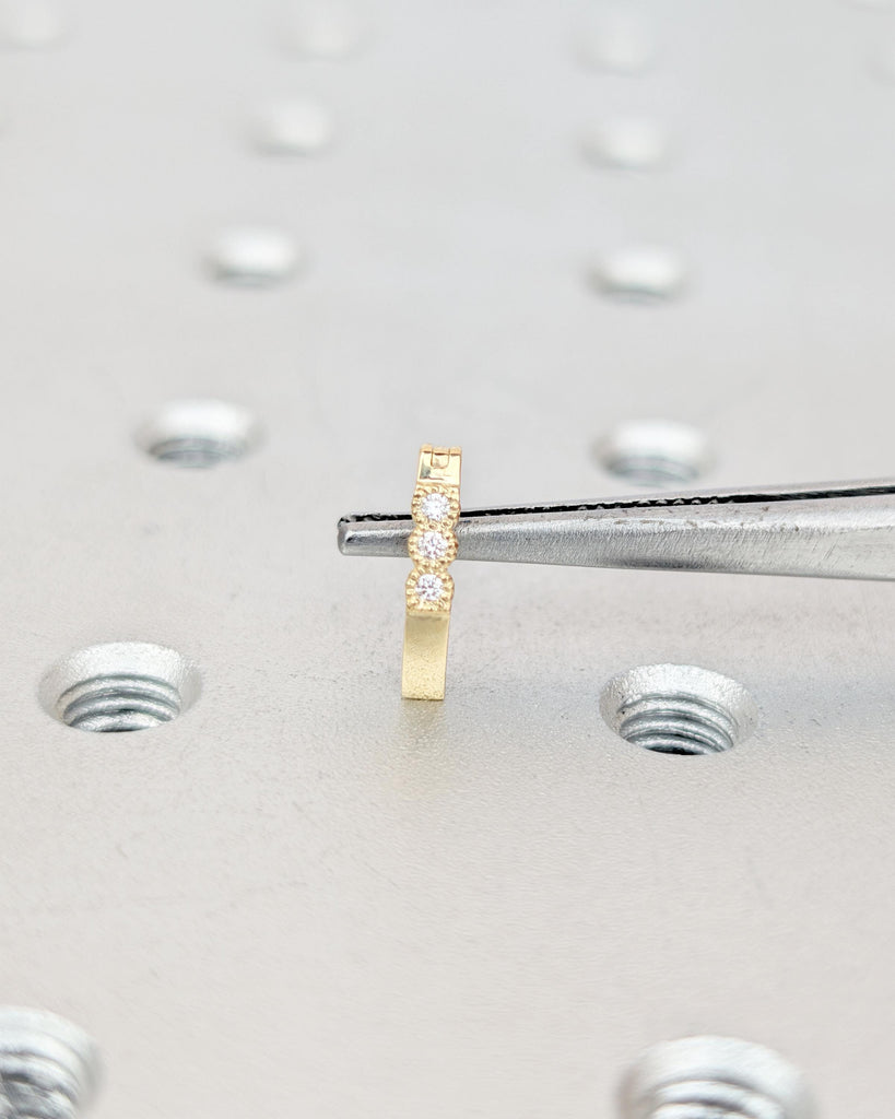 14k Solid Gold Belly Button Ring, Minimalist Lab Diamond Navel Piercing image #8