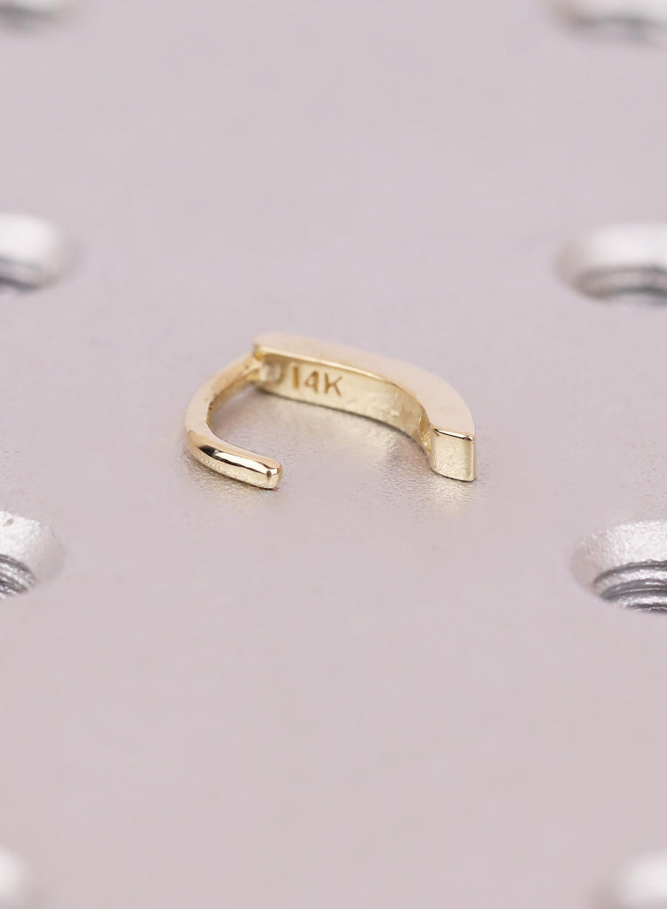 Minimalist Navel Ring, Dainty Plain Belly Button Clicker, Piercing Jewelry, 14K Yellow Gold, Girlfriend Gift image #7