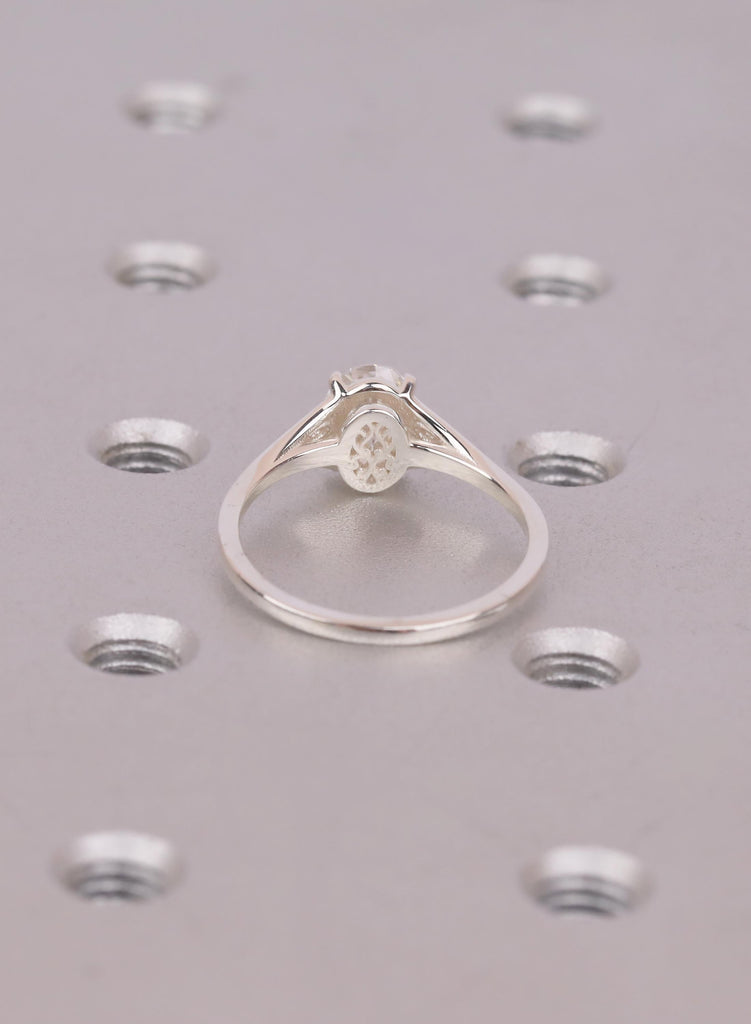 925 Sterling Silver Ring, Oval Cut Lab Diamond Engagement Ring, Heirloom Victorian Style Filigree Antique Silver Ring, Fine Jewelry Gift image #7