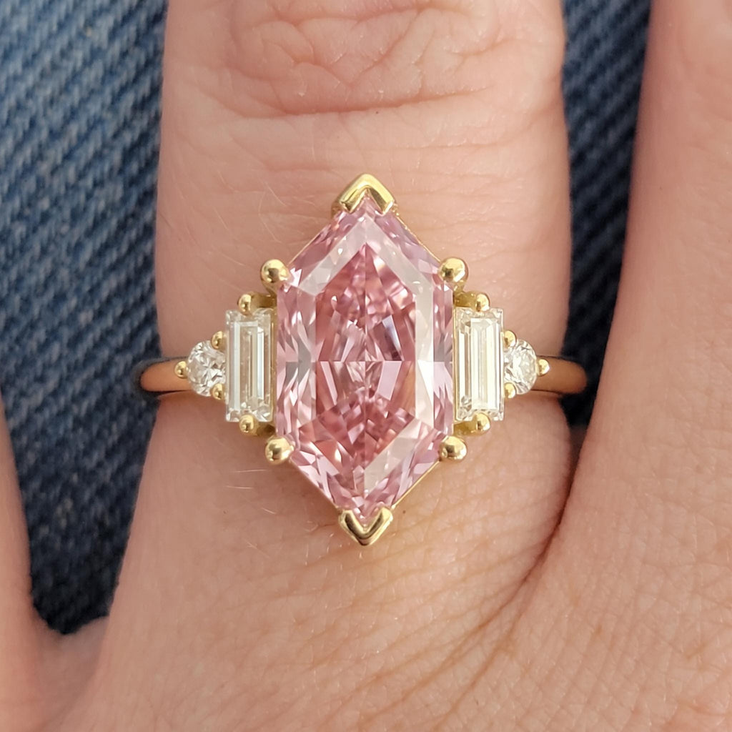 14k/18k Gold Pink Gemstone Custom Engagement Rings for Women | Lab Grown Diamond Dutch Marquise cut Ring image #4