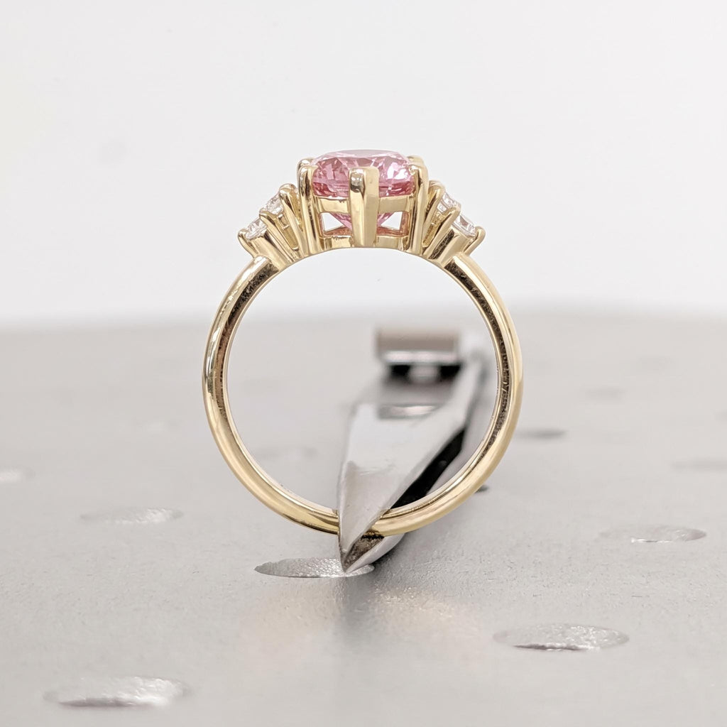 14k/18k Gold Pink Gemstone Custom Engagement Rings for Women | Lab Grown Diamond Dutch Marquise cut Ring image #3