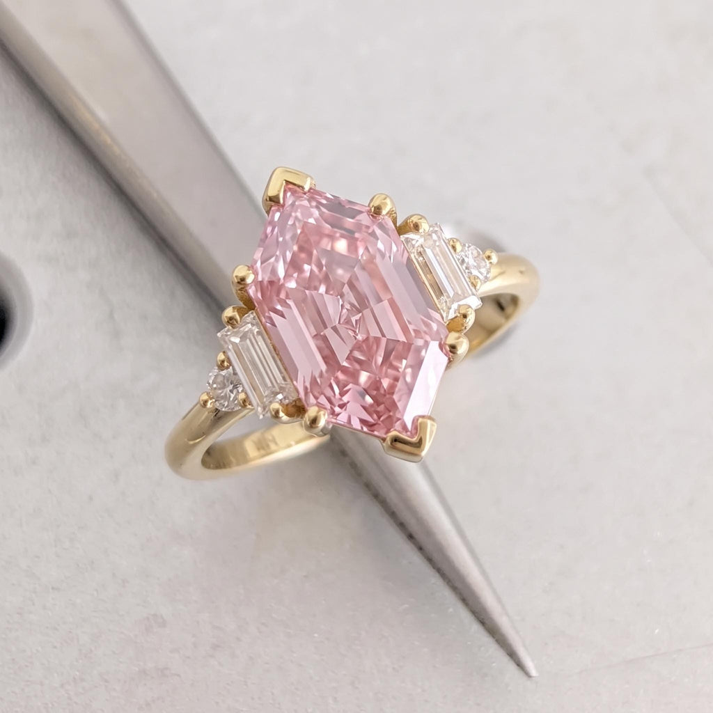 14k/18k Gold Pink Gemstone Custom Engagement Rings for Women | Lab Grown Diamond Dutch Marquise cut Ring image #2