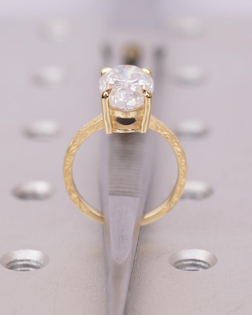 2.5-6ct Lab Diamond Engagement Ring, Vintage Style 18k Solid Gold Promise Ring for Her, IGI Certified Oval Cut Wedding Anniversary Rings image #7