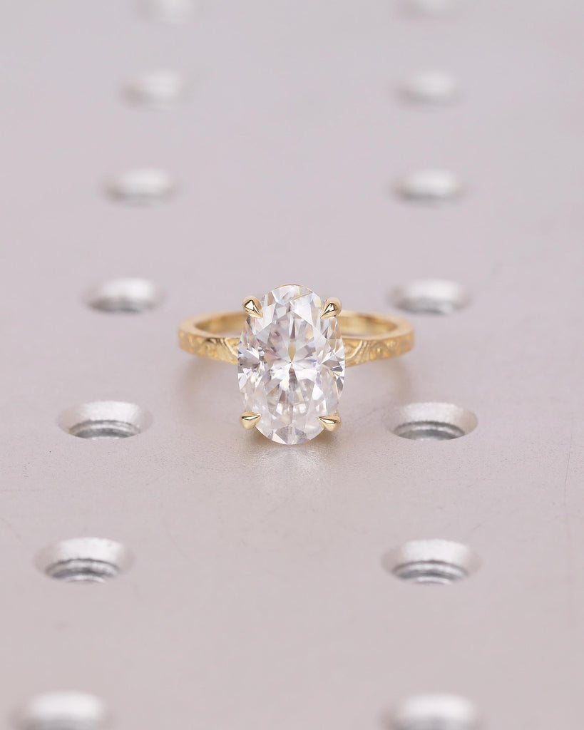 Antique Oval Cut Lab Grown Diamond Engagement Ring, 18k Solid Gold Filigree Ring image #2