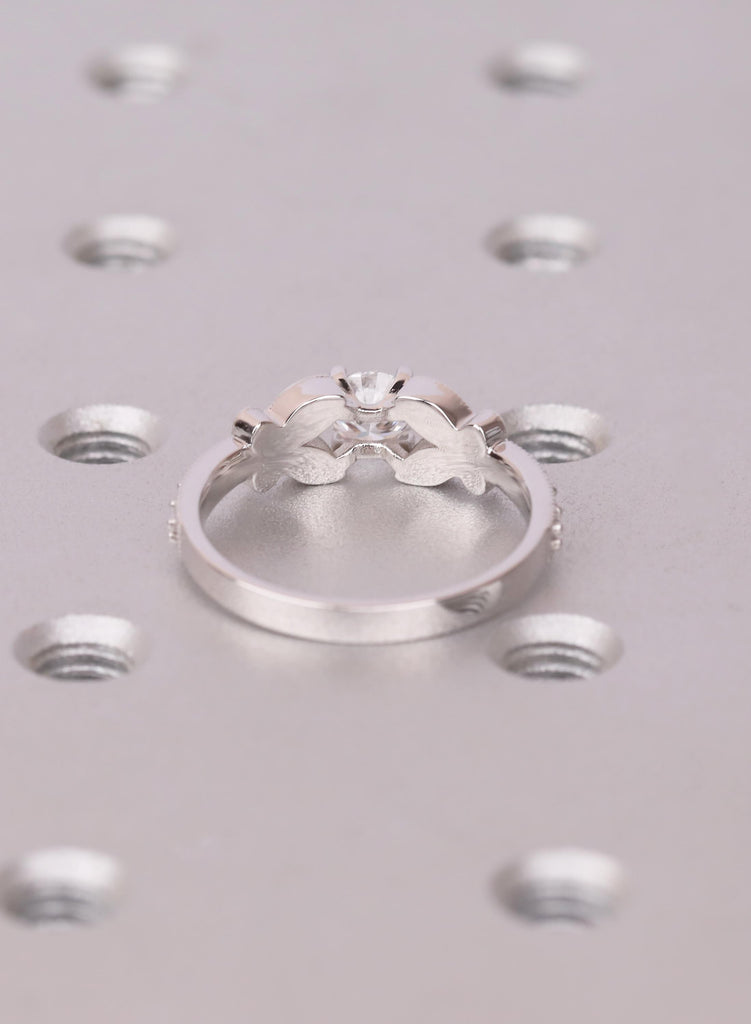 Vintage Butterfly Lab Grown Diamond Engagement Ring Round Art Deco Nature Inspired Milgrain Promise Ring Wedding Anniversary Gift For Her image #5