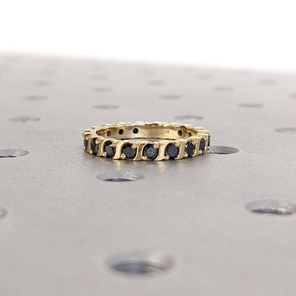 18k Yellow Gold Vintage Diamond Stackable Wedding Ring | Full Eternity Ring | Fine Jewelry Gift for Her image #2
