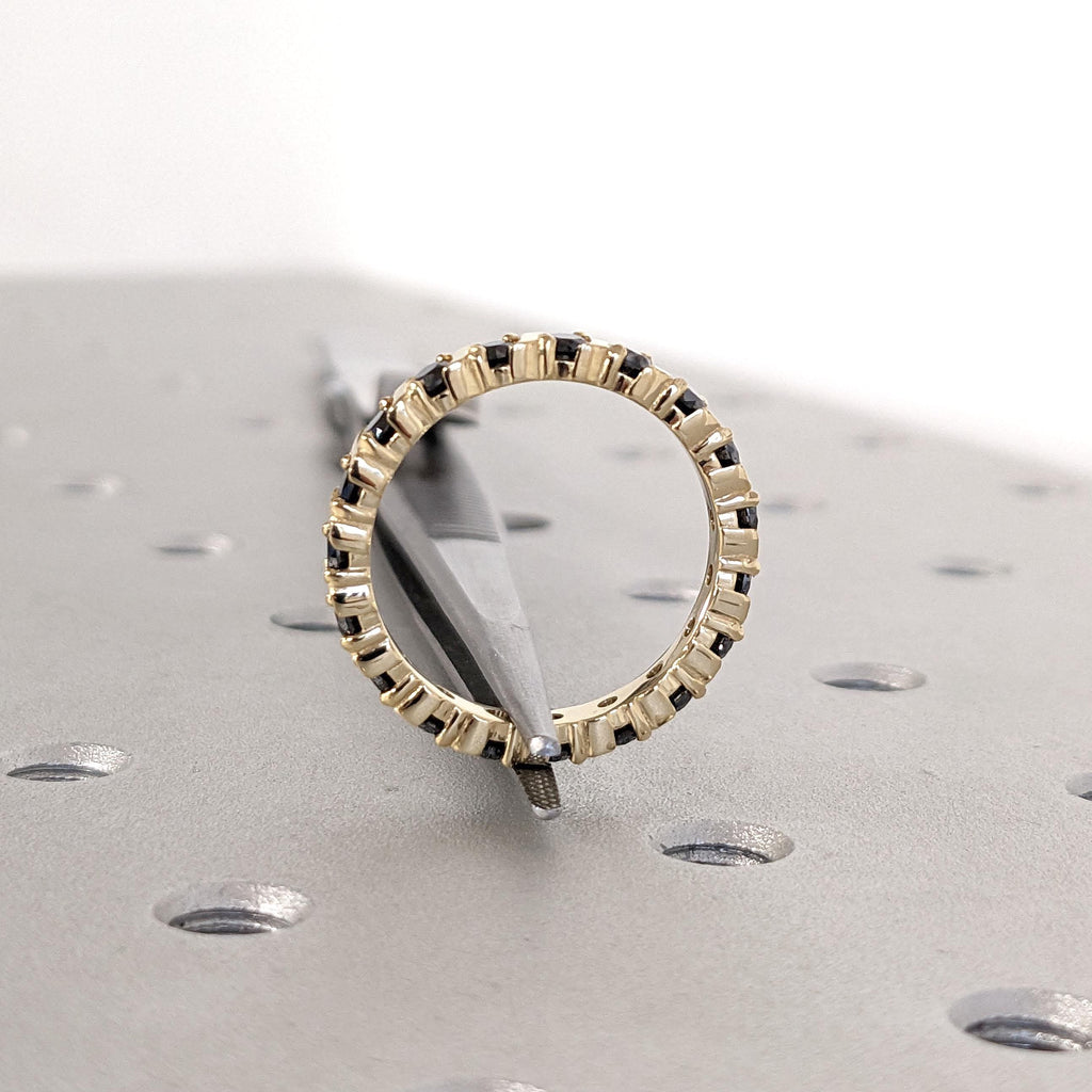 Unique Black Diamond Eternity Wedding Bands for Women | 14k/18k Gold Stacking Ring | Handmade Bridal Jewelry image #6