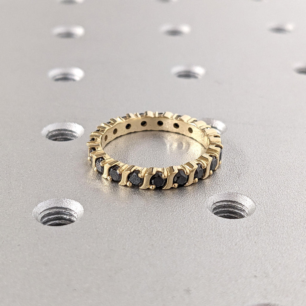 Unique Black Diamond Eternity Wedding Bands for Women | 14k/18k Gold Stacking Ring | Handmade Bridal Jewelry image #5