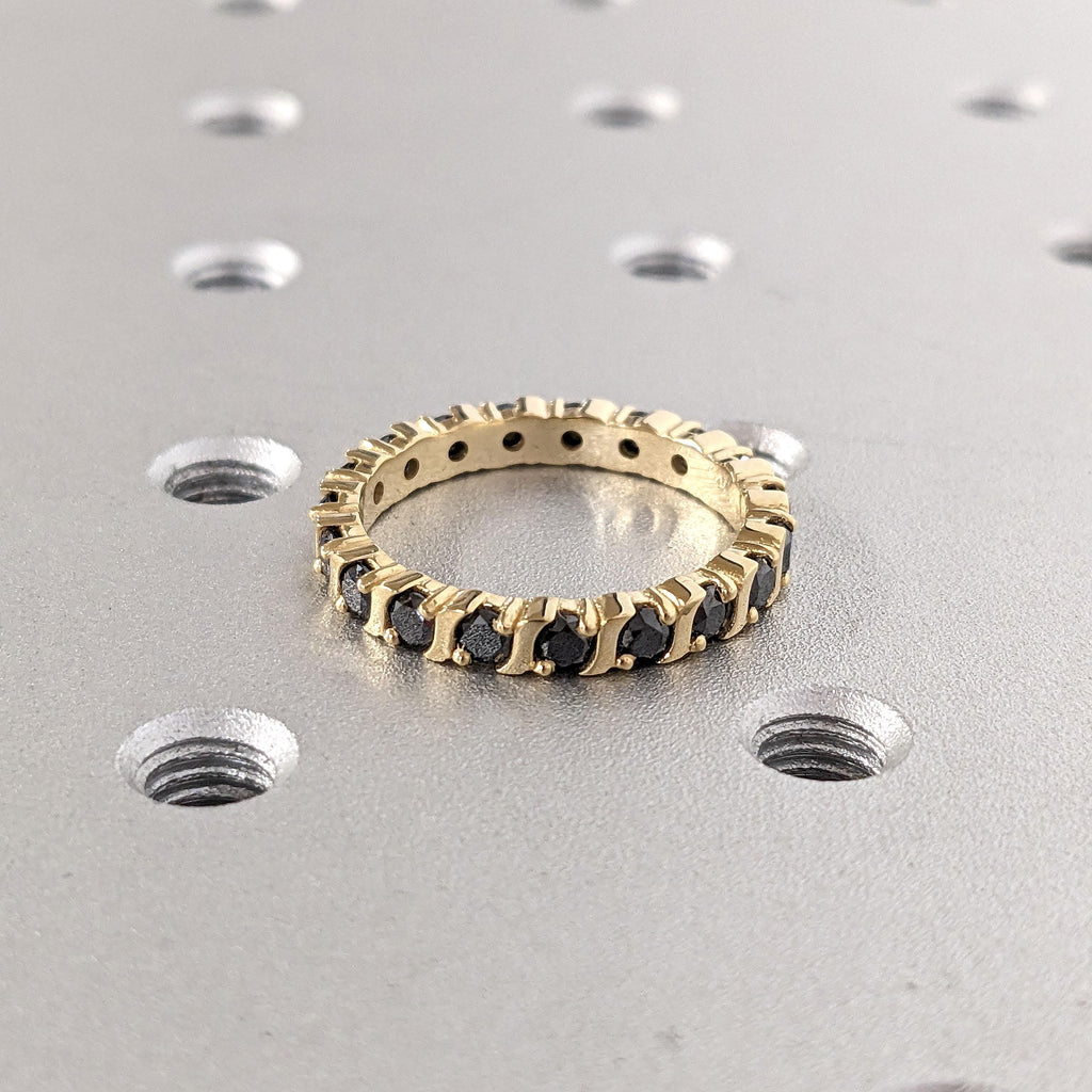 18k Yellow Gold Vintage Diamond Stackable Wedding Ring | Full Eternity Ring | Fine Jewelry Gift for Her image #7