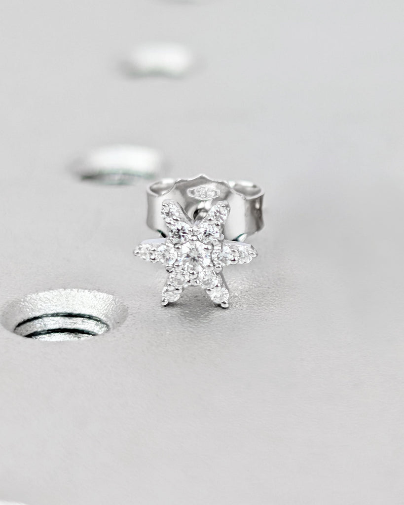 14K/18K Solid Gold Lab Diamond Starburst Earrings, Small Diamond Star Earrings, Tiny Star Pave Studs, Celestial Earrings, Earrings for Women image #6