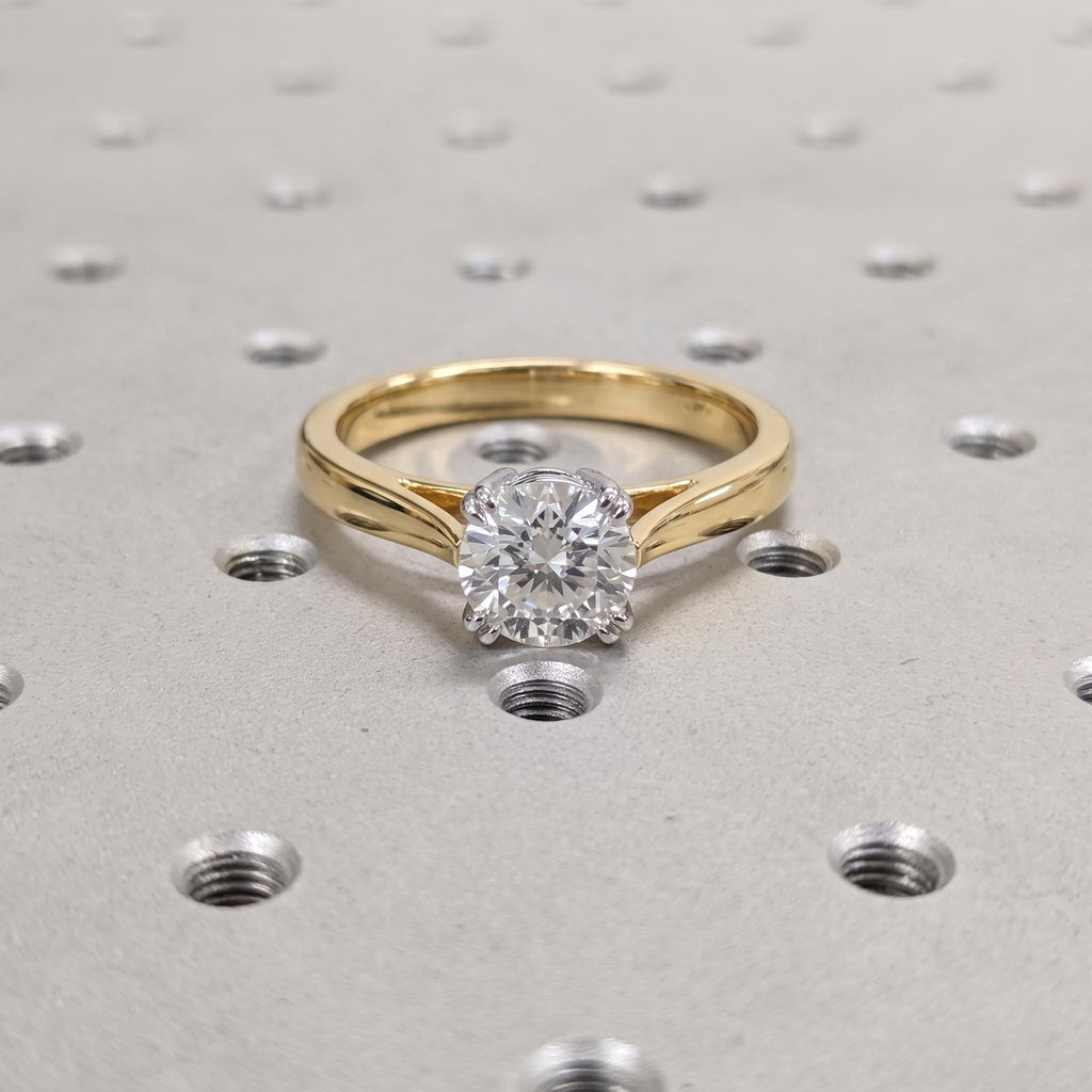 Lab Diamond Engagement Ring, Round Cut Solitaire Ring, Classic Promise Ring for Her, Anniversary Gift Jewelry, Delicate Cathedral Style Ring image #3