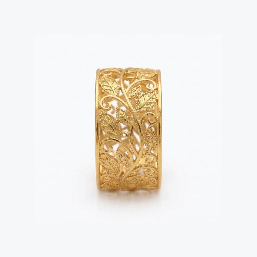 Nature Inspired 14k Yellow Gold Wedding Ring | Unique Statement Ring | Art Deco Birthday, Anniversary Gift for Her image #4