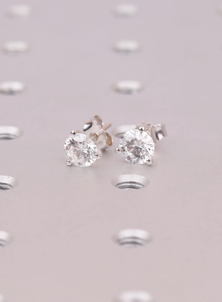 VVS Moissanite Round Stud Earrings: Dainty 14K Solid Gold Threaded studs image #7