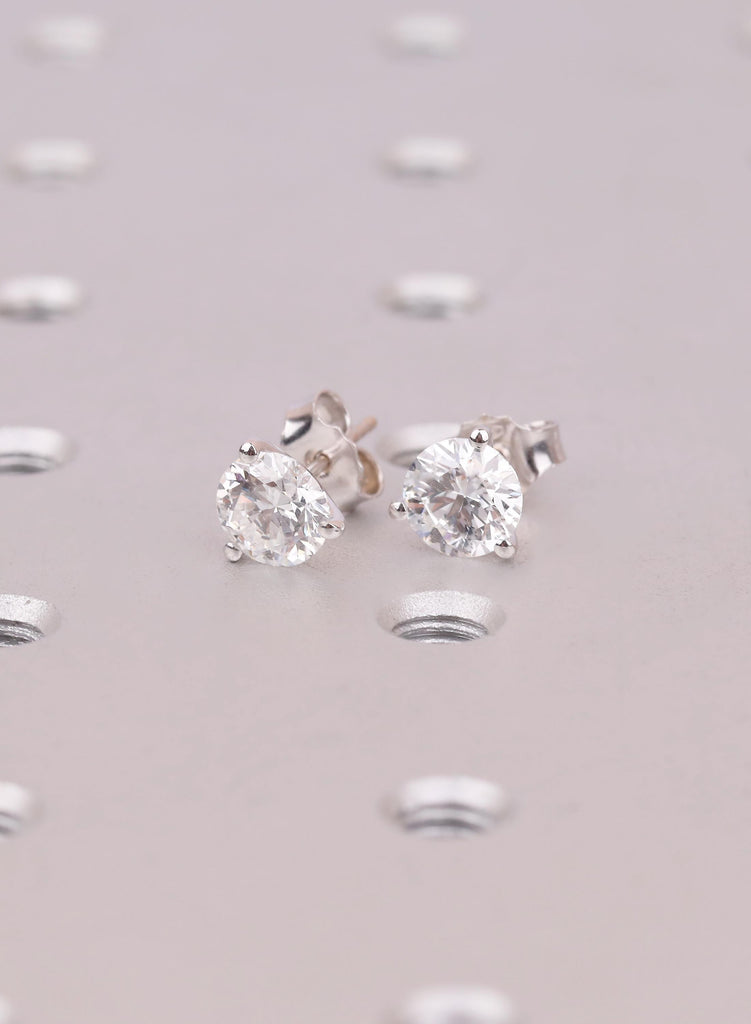 Lab Grown Diamonds Bridal Stud Earrings | 14k White Gold Woman Solitaire Earrings | Round Diamond Earrings Gift for Her, Fine Jewelry image #7