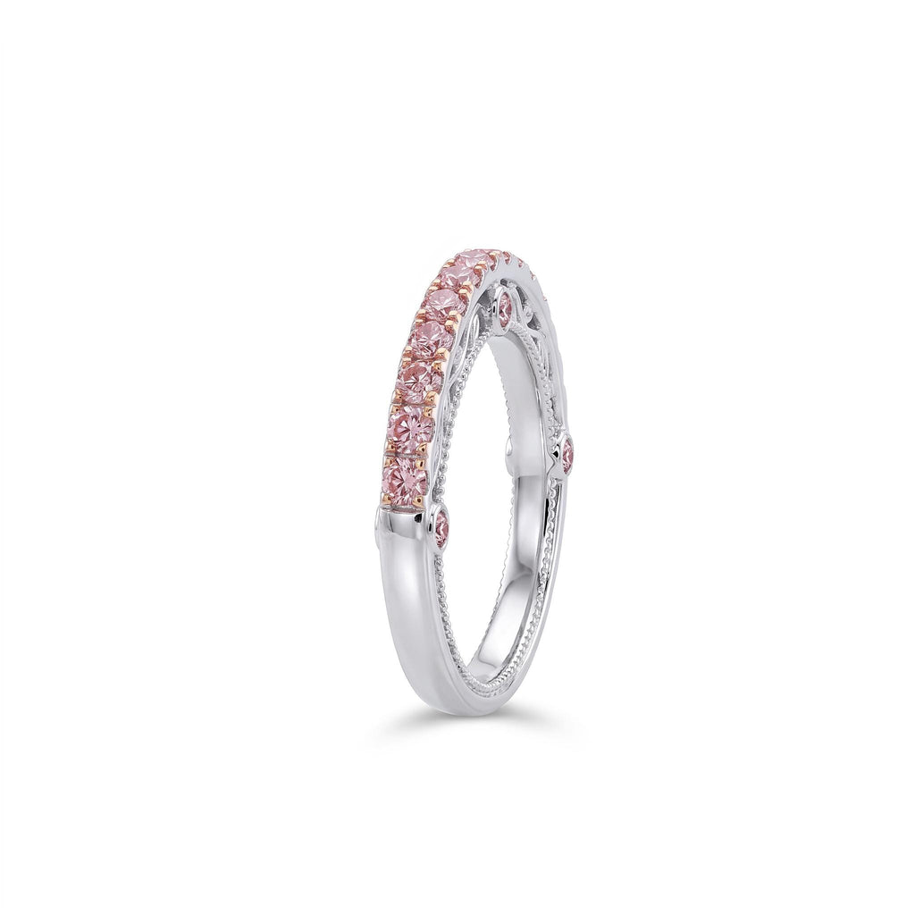 14k/18k White Gold Pink Gemstone Antique Engagement Ring | Lab Grown Diamond Half Eternity Wedding Ring | Handmade Filigree Jewelry image #3