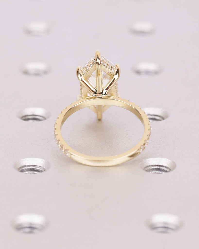4CT Dutch Marquise Cut Lab Grown Diamond Engagement Ring, Solid Gold Hidden Halo Solitaire Ring, Six Claw Prongs Promise Ring, IGI Certified image #6