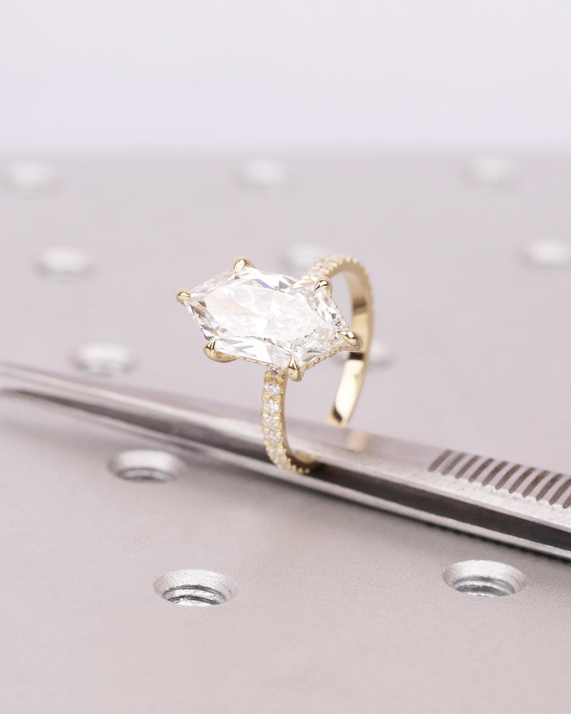 4CT Dutch Marquise Cut Diamond Hidden Halo Engagement Ring, 14K/18K Solid Gold Solitaire Wedding Ring, IGI Certified Diamond Ring image #12