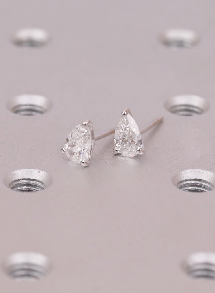 Pear Moissanite Stud Earrings, Moissanite Earrings, Moissanite Studs, Moissanite Jewelry, Silver Stud Earrings, Bridesmaid Proposal Gifts image #6