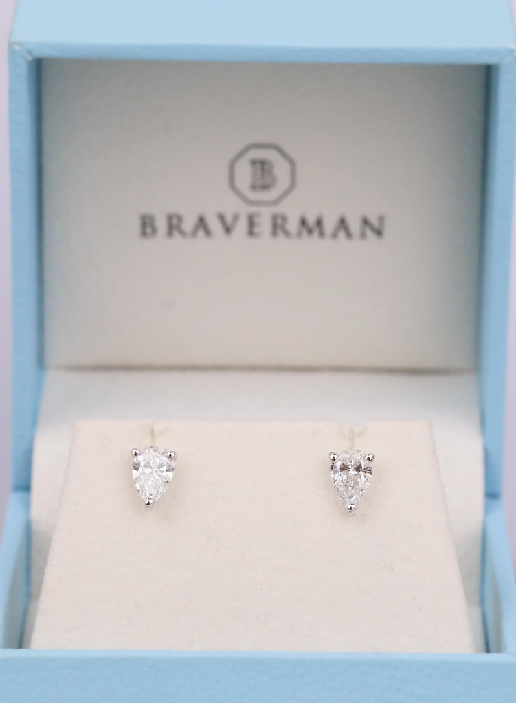 Pear Moissanite Stud Earrings, Moissanite Earrings, Moissanite Studs, Moissanite Jewelry, Silver Stud Earrings, Bridesmaid Proposal Gifts image #3