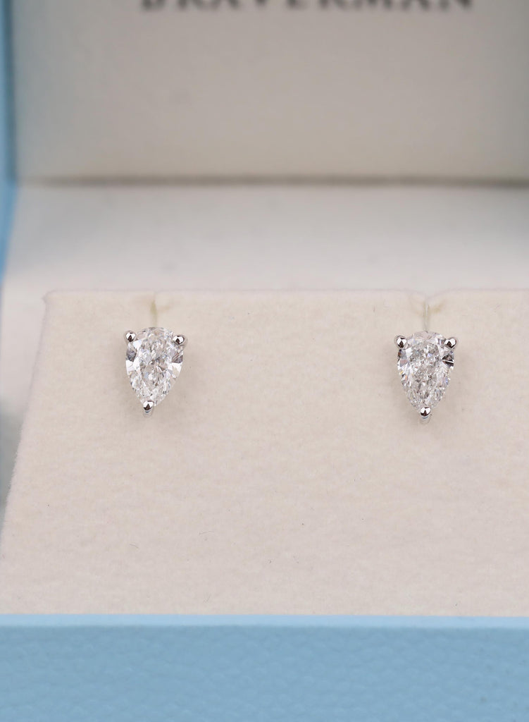 Pear Moissanite Stud Earrings, Moissanite Earrings, Moissanite Studs, Moissanite Jewelry, Silver Stud Earrings, Bridesmaid Proposal Gifts image #4