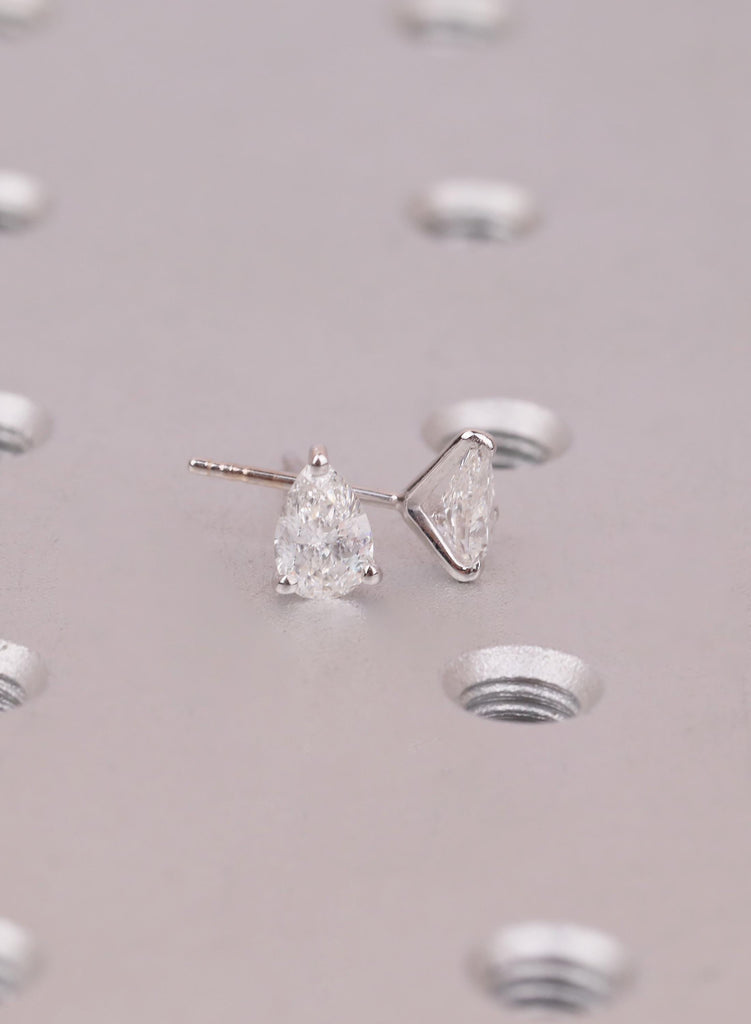 Pear Moissanite Stud Earrings, Moissanite Earrings, Moissanite Studs, Moissanite Jewelry, Silver Stud Earrings, Bridesmaid Proposal Gifts image #7